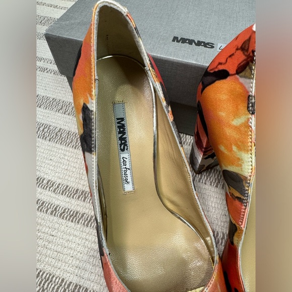 Manas Lea Foscati Multi-color Floral Print Open Toe Heel Women’s Size 36 - Picture 2 of 8